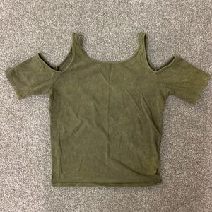 Scoop Neck Crop Top with Shoulder Cut-outs